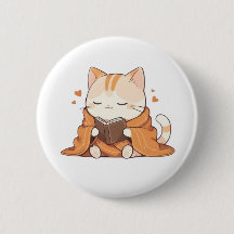 Gezellige Lezende Kat Kawaii Boekenwurm Kitten Ont
