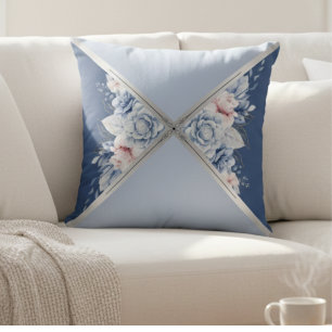 Gezellige luxe stoffige blauwe botanische woonacce kussen