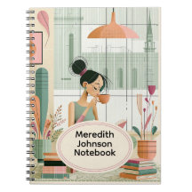 Gezellige Mid-Century Modern Boekenwurm Meisje Kof