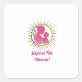 Gezellige Moederdag Vierkante Sticker (Voorkant)
