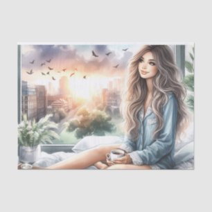 Gezellige Morning Urban Girl Waterverf Decoupage Tissuepapier