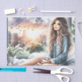 Gezellige Morning Urban Girl Waterverf Decoupage Tissuepapier (Craft)