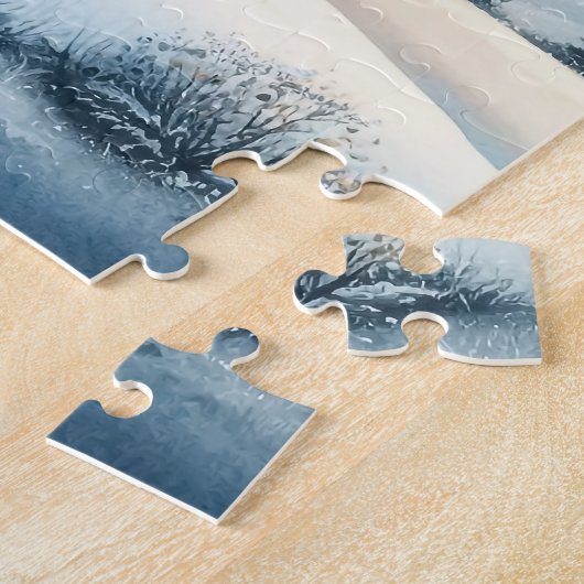 Gezellige Mountain Cabin Winter Landschap Legpuzzel (Zijkant)