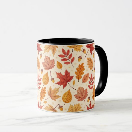"Gezellige Natuur-geïnspireerde Leaf Design Mok" Mok (Voorkant rechts)