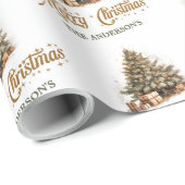 Gezellige neutrale aardse tinten Kerstboom salie r Cadeaupapier (Rol Hoek)