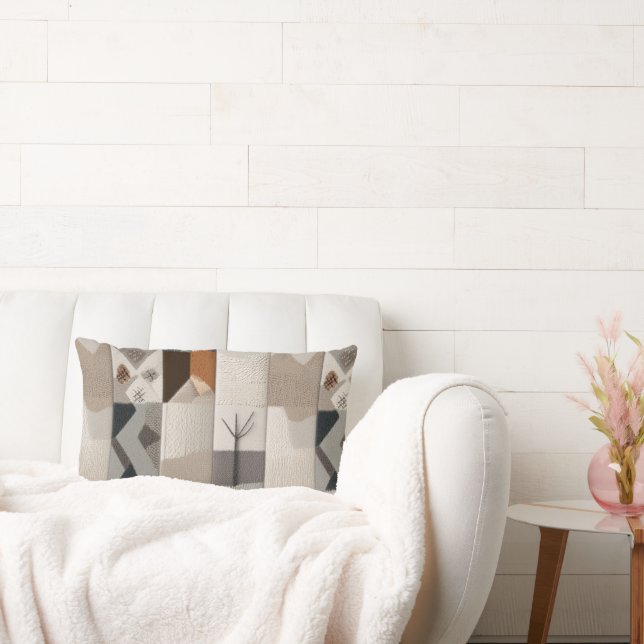 Gezellige neutrale patchwork kussen (Bank)