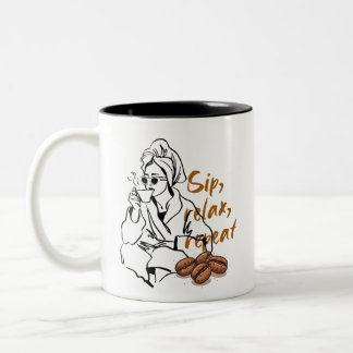 Gezellige ochtend koffie chille vibes esthetische tweekleurige koffiemok