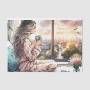 Gezellige ochtend Urban Girl Decoupage Print Tissuepapier