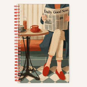 Gezellige ochtendkoffie en nieuws notitieboek