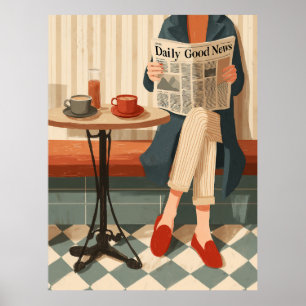 Gezellige ochtendkoffie en nieuws poster