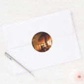 Gezellige open haard ronde sticker (Envelop)