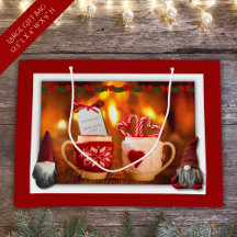 Gezellige Openhaard Kerstkabouter Grote Cadeaubag