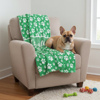 Gezellige Paw Print Gepersonaliseerde Hondendeken  Fleece Deken