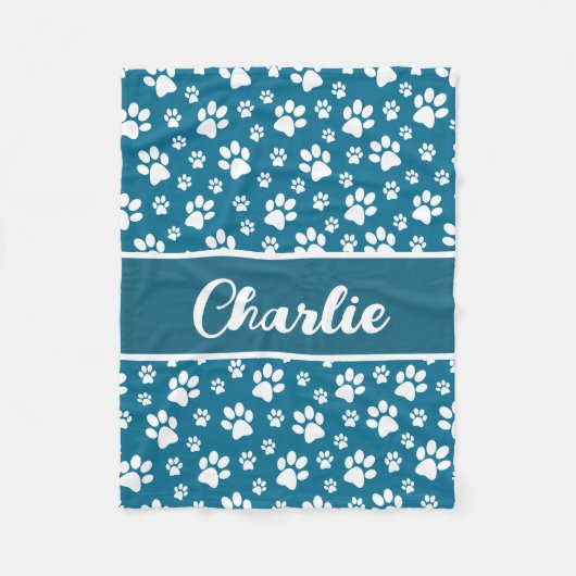 Gezellige Paw Print Gepersonaliseerde Hondendeken Fleece Deken (Voorkant)