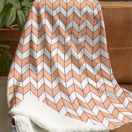 Gezellige Perzik Bourgogne Herringbone Sherpa Deken