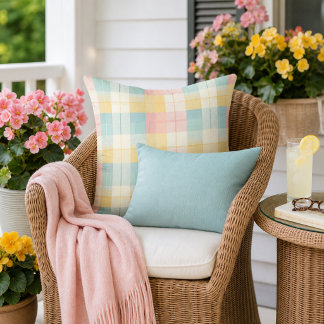 Gezellige Plaid Aqua Roze Geel Buitenkussen