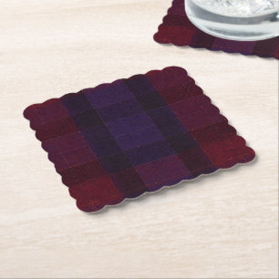 Gezellige Plaid Bourgondi Donkerrood Paars Kartonnen Onderzetters