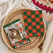 Gezellige Plaid Familie Collage Vrolijk Kerstmis Feestdagenkaart