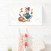 Gezellige Pompoen Koffie Goose Herfst Art Spandoek (Insitu)
