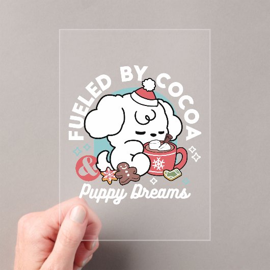 Gezellige Puppy Dromen - Warme Chocolade en Kerstm Acryl Uitnodigingen (Insitu (Draagbaar))