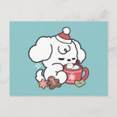 Gezellige Puppy Dromen - Warme Chocolade en Kerstm Feestdagenkaart (Voorkant)