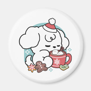 Gezellige Puppy Dromen - Warme Chocolade en Kerstm Magneet