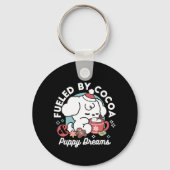 Gezellige Puppy Dromen - Warme Chocolade en Kerstm Sleutelhanger (Achterkant)