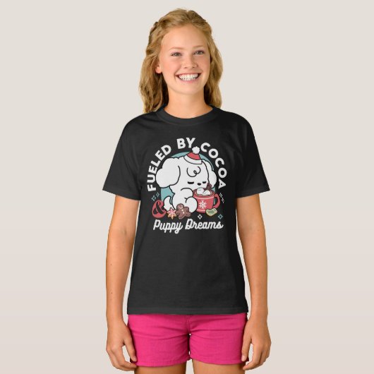 Gezellige Puppy Dromen - Warme Chocolade en Kerstm T-shirt (Voorkant volledig)