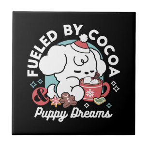 Gezellige Puppy Dromen - Warme Chocolade en Kerstm Tegeltje