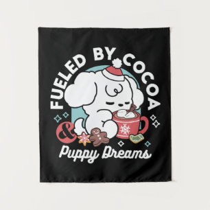 Gezellige Puppy Dromen - Warme Chocolade en Kerstm Wandkleed