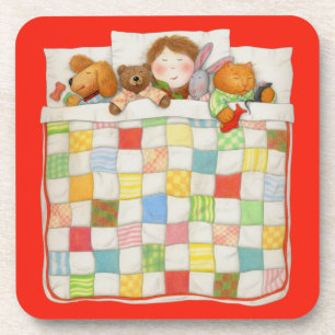 GEZELLIGE QUILT Hard Plastic Onderzetters - Rood
