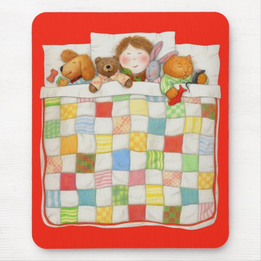 GEZELLIGE QUILT Mousepad - Rood Muismat (Voorkant)