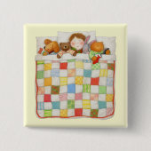 GEZELLIGE QUILT Vierkante Button Pin - Geel (Voorkant)