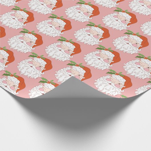 Gezellige Retro Roze Sinterklaas Kerstmis Cadeaupapier (Hoek)