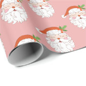 Gezellige Retro Roze Sinterklaas Kerstmis Cadeaupapier (Rol Hoek)