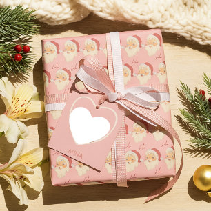 Gezellige Retro Roze Sinterklaas Kerstmis Cadeaupapier