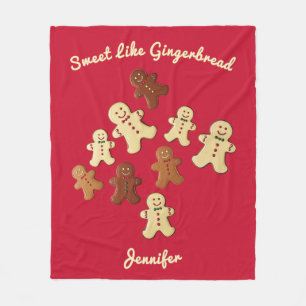 Gezellige rode peperkoek man kerst fleece deken