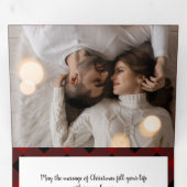 Gezellige rode plaid multi foto kerst drieluik wenskaart (Binnenzijde eerst)