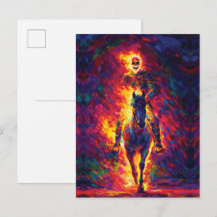 Gezellige rode telefooncel witte kat nachtscène briefkaart