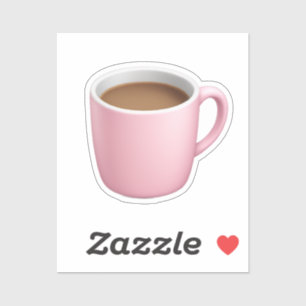 Gezellige Roze Koffie Mok Emoji Sticker