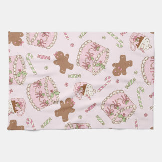 Gezellige Roze Pastelkleurige Cake & Strik Kerst S Theedoek