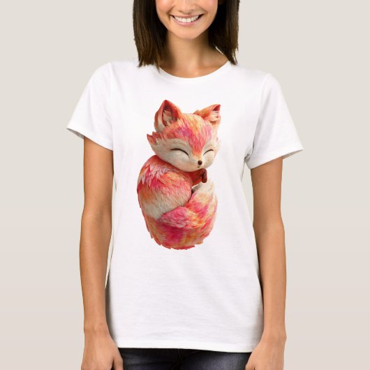 Gezellige Roze Zonsondergang Vos Geest Vrouwen T-shirt (Voorkant)