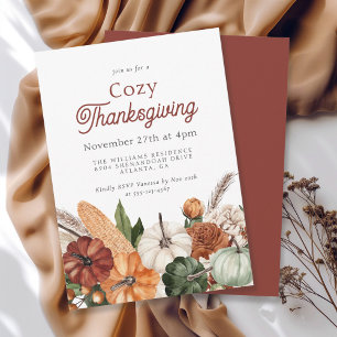 Gezellige rustieke Herfst Thanksgiving Dinner Gath Kaart