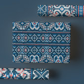 Gezellige Scandinavische Blauwe & Perzik Winter Tr Inpakpapier Vel