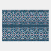 Gezellige Scandinavische Blauwe & Perzik Winter Tr Inpakpapier Vel (Voorkant)