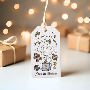 Gezellige Schattigee Halloween kerstvakantie Cadeaulabel