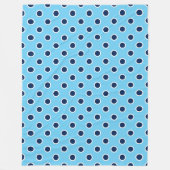 Gezellige Sky Blue Fleece Deken met Navy Polka Dot (Voorkant)