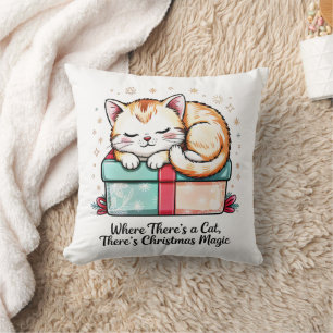 Gezellige slapende kitten - Winter Huisdecoratie Kussen