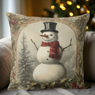 Gezellige  Sneeuwman Kerst Kussen