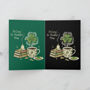 Gezellige St. Paddy's Day Ierse Koffie en Oud Boek Kaart
